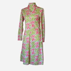 1960s/1970s Vintage Leslie Fay Mod Print Midi Dress